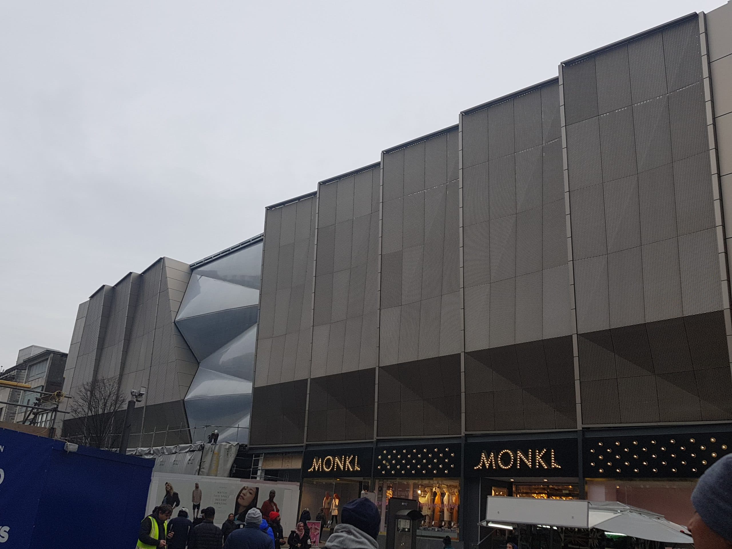 Anodised Aluminium cladding panels in Primark Birmingham